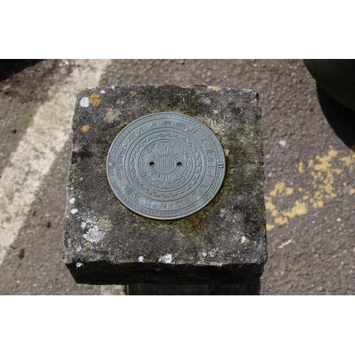 107 - STONE SUNDIAL 
23 X 23 X 52CM