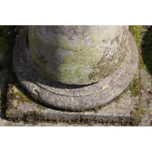 109 - STONE SUNDIAL ON PEDESTAL BASE 
85 X 40 X 40CM