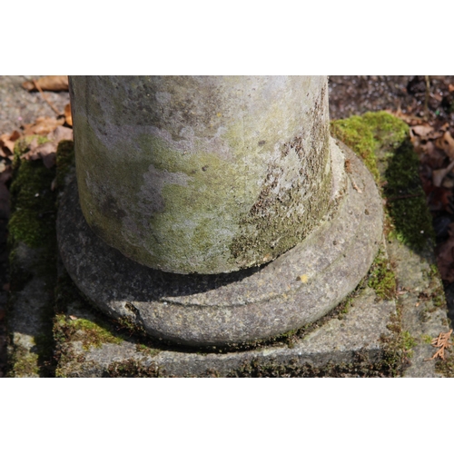 109 - STONE SUNDIAL ON PEDESTAL BASE 
85 X 40 X 40CM