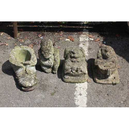 115 - 4 X STONE GARDEN ORNAMENTS 
39 X 27CM