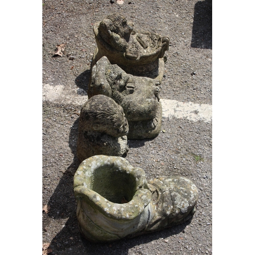 115 - 4 X STONE GARDEN ORNAMENTS 
39 X 27CM