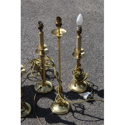 268 - LARGE QUANTITY BRASS COLOUMN LAMPS  x9
55CM