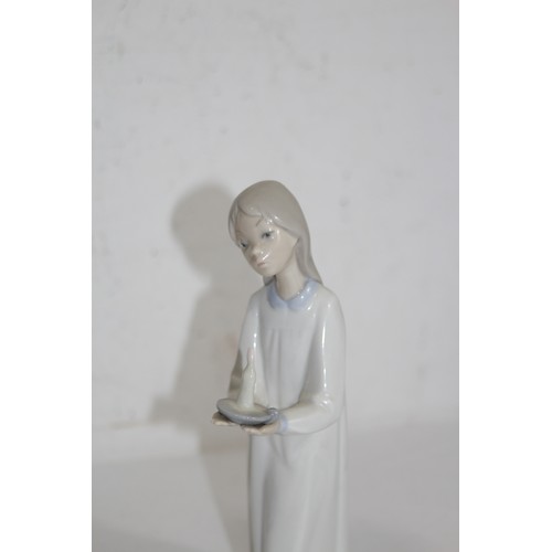 876 - LLADRO FIGURINE OF A YOUNG GIRL WITH CANDLE AND ONE OTHER 
21CM