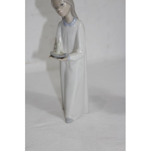 876 - LLADRO FIGURINE OF A YOUNG GIRL WITH CANDLE AND ONE OTHER 
21CM