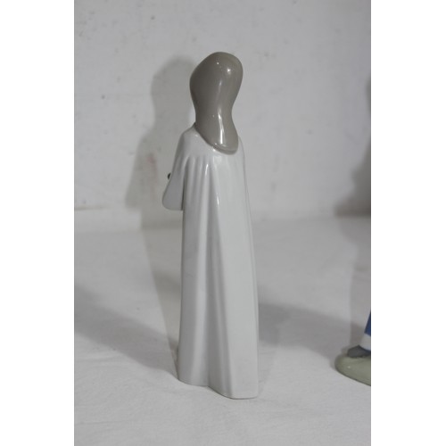 876 - LLADRO FIGURINE OF A YOUNG GIRL WITH CANDLE AND ONE OTHER 
21CM