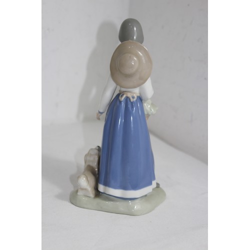 876 - LLADRO FIGURINE OF A YOUNG GIRL WITH CANDLE AND ONE OTHER 
21CM