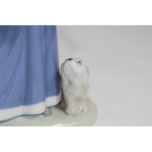 876 - LLADRO FIGURINE OF A YOUNG GIRL WITH CANDLE AND ONE OTHER 
21CM