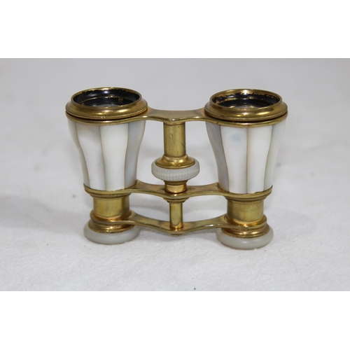 940 - PAIR OF VINTAGE C. DITTNAR BERLIN MOTHER OF PEARL AND BRASS OPERA GLASSES