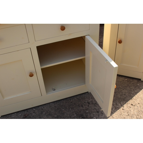 9 - PAINTED PINE DRESSER AND CORNER CUPBOARD 
105 X 45 X 197CM