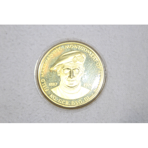 996 - POBJOY MINTED GOLD ON SILVER CROWN COMMEMORATING FIELD MARSHALL MONTGOMERY AND CHURCHILL CROWN