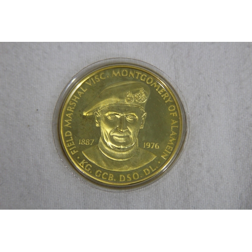 996 - POBJOY MINTED GOLD ON SILVER CROWN COMMEMORATING FIELD MARSHALL MONTGOMERY AND CHURCHILL CROWN