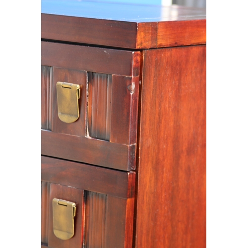 11 - INDONESIAN CHEST OF DRAWERS AND BEDSIDE TABLE 
50 X 46 X 138CM