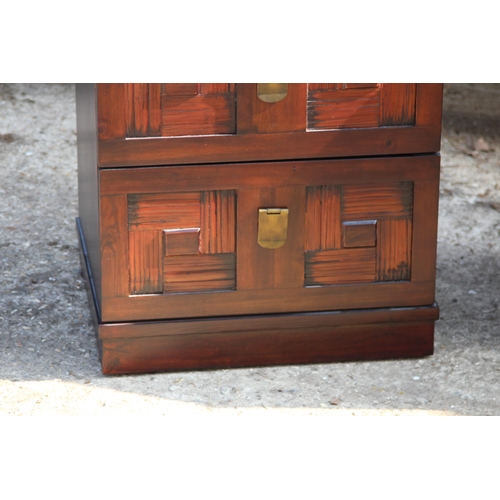 11 - INDONESIAN CHEST OF DRAWERS AND BEDSIDE TABLE 
50 X 46 X 138CM