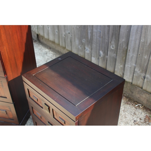 11 - INDONESIAN CHEST OF DRAWERS AND BEDSIDE TABLE 
50 X 46 X 138CM