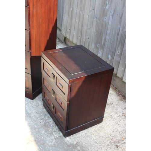 11 - INDONESIAN CHEST OF DRAWERS AND BEDSIDE TABLE 
50 X 46 X 138CM