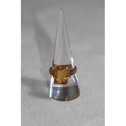 1158 - 14CT GOLD CITRINE RING - 6.7G - SIZE P