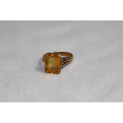 1158 - 14CT GOLD CITRINE RING - 6.7G - SIZE P