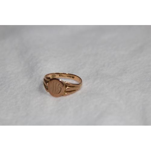 1169 - 9CT GOLD SIGNET RING - 2.6G - SIZE P