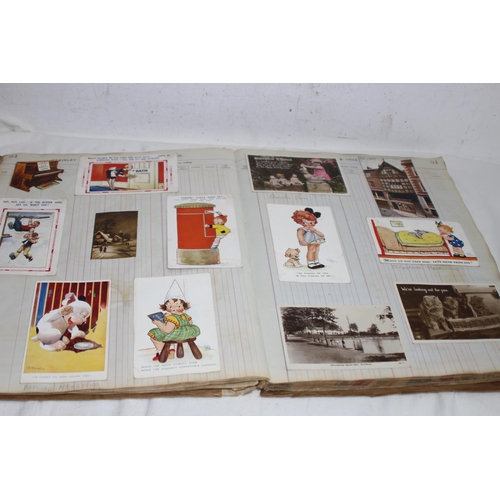 560 - GOOD SCRAP ALBUM INCLUDING VINTAGE POSTCARDS