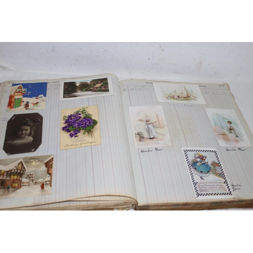 560 - GOOD SCRAP ALBUM INCLUDING VINTAGE POSTCARDS