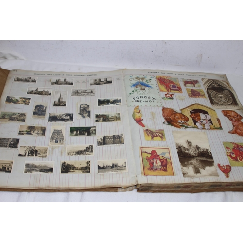 560 - GOOD SCRAP ALBUM INCLUDING VINTAGE POSTCARDS