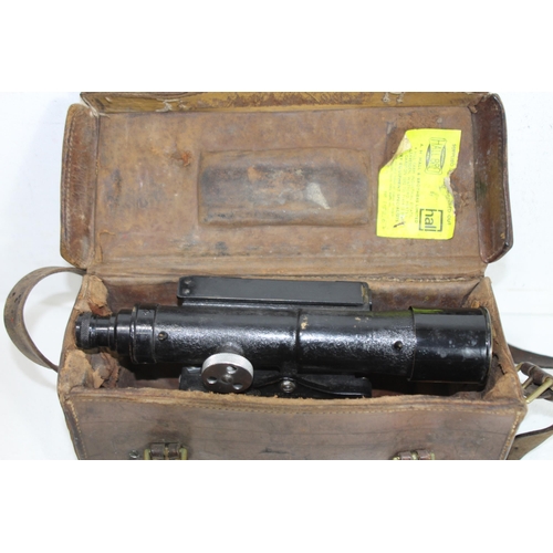 571 - VINTAGE LEATHER CASED THEODOLITE BY HILGER AND WATTS NO 69770