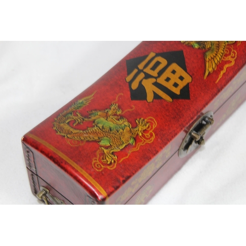 579 - 2 X ORIENTAL BOXES 
25 X 10CM