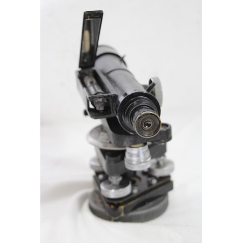 571 - VINTAGE LEATHER CASED THEODOLITE BY HILGER AND WATTS NO 69770