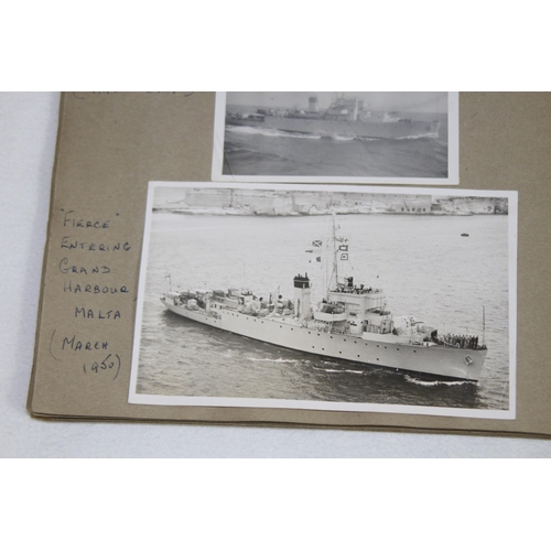 945 - MILITARY LINKED SCRAP BOOK CONTAINING A QUANTITY OF PHOTOS OF ROYAL NAVY SAILOR ON HIS TRAVELS IN TH... 