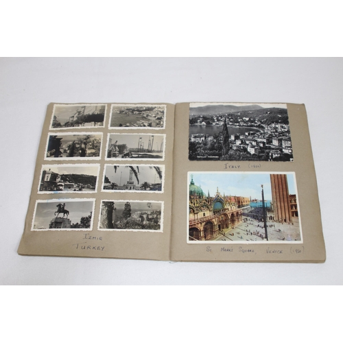 945 - MILITARY LINKED SCRAP BOOK CONTAINING A QUANTITY OF PHOTOS OF ROYAL NAVY SAILOR ON HIS TRAVELS IN TH... 