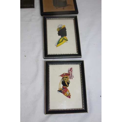 238 - QUANTITY OF SMALL PICTURES INCLUDING SILHOUETTES `
27 X 15CM