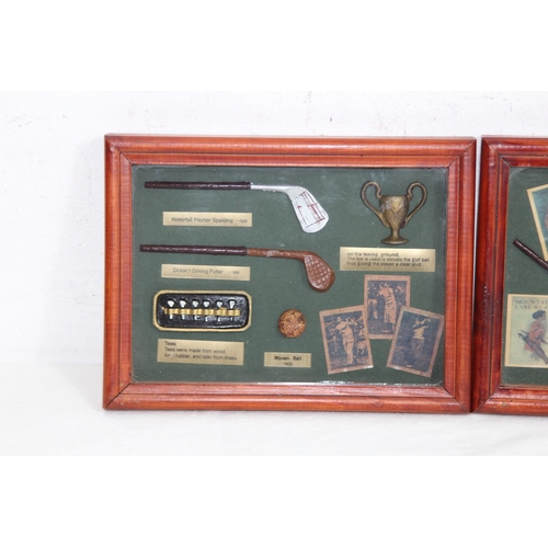 240 - THREE FRAMED GOLFING DISPLAYS
24 X 18CM