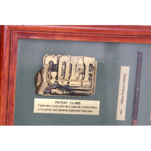 240 - THREE FRAMED GOLFING DISPLAYS
24 X 18CM