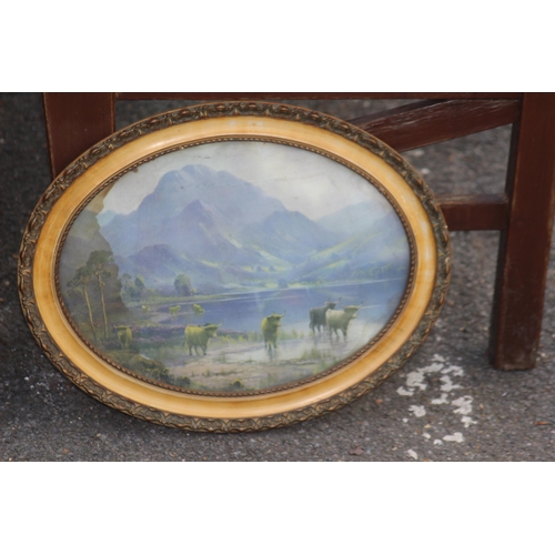 242 - TWO OVAL PAINTINGS OF HIGHLAND SCENES
45 X 35CM