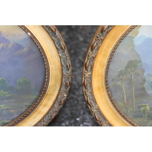 242 - TWO OVAL PAINTINGS OF HIGHLAND SCENES
45 X 35CM