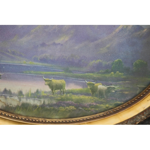 242 - TWO OVAL PAINTINGS OF HIGHLAND SCENES
45 X 35CM