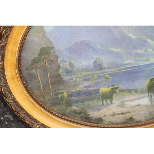 242 - TWO OVAL PAINTINGS OF HIGHLAND SCENES
45 X 35CM