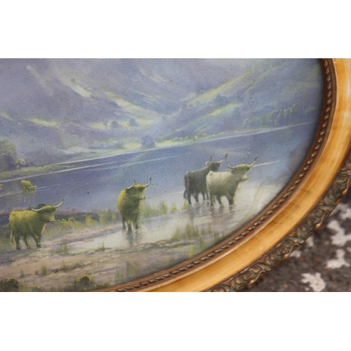 242 - TWO OVAL PAINTINGS OF HIGHLAND SCENES
45 X 35CM