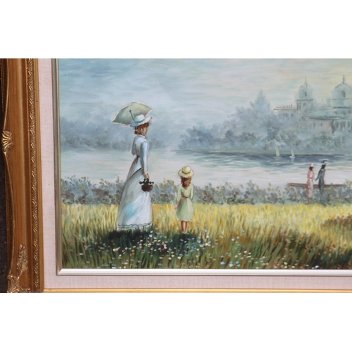 243 - GILT FRAME PAINTING ON CANVAS BY CUMMINGS
66 X 56CM