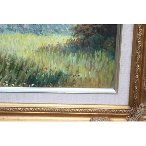 243 - GILT FRAME PAINTING ON CANVAS BY CUMMINGS
66 X 56CM