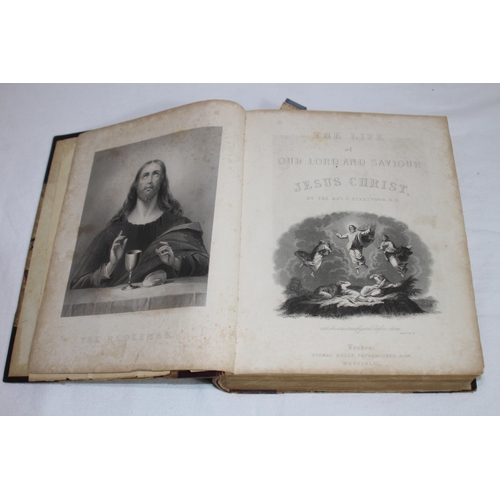 591 - 1843 LARGE HARD BACK BOOK ON THE LIFE OF JESUS CHRIST PRINTED BY WILLIAM CLOWER AND SONS