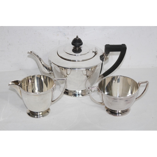 595 - MAPPIN AND WEBB BOXED 3 PIECE SILVER PLATED TEASET