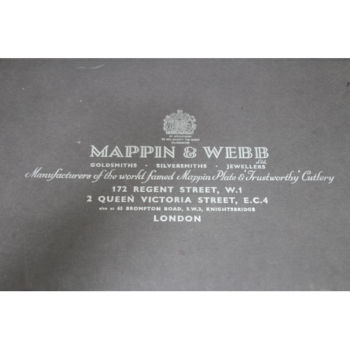 595 - MAPPIN AND WEBB BOXED 3 PIECE SILVER PLATED TEASET