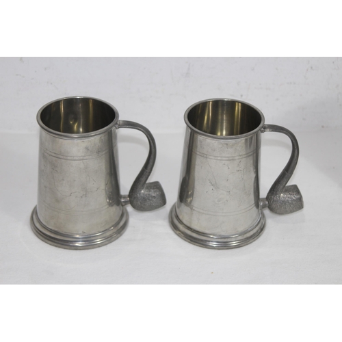 601 - QUANTITY OF PEWTER, SILVER PLATE AND AND OAK TANKARDS