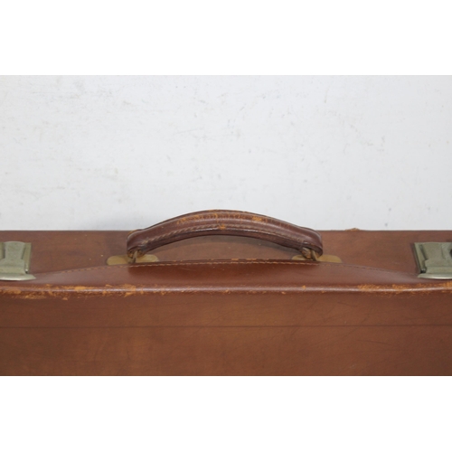 606 - LEATHER SUITCASE WITH MASONIC REGALIA