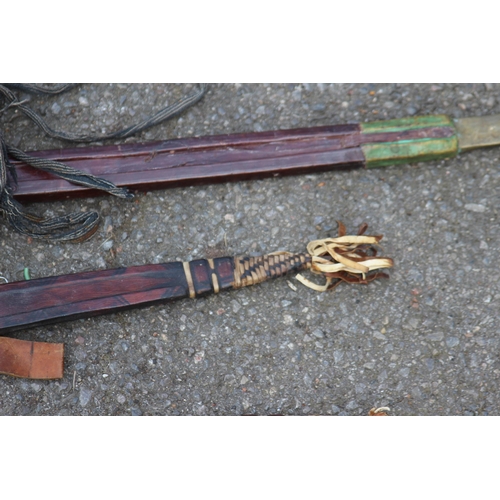 608 - FIVE ANTIQUE AND VINTAGE SWORDS, BELIEVED TO BE OF AFRICAN DESENT