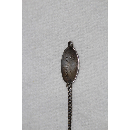 1105 - RARE ANTIQUE SILVER PET ADDRESS TAG AND CHAIN COLLAR LOOP - J.O KETLEY, 3 LOMAND CLOSE, WEMBLEY ON F... 