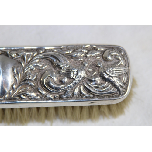 1116 - BIRD EMBOSSED SILVER BRUSH - BIRMINGHAM 1900