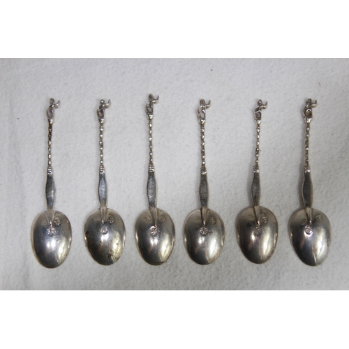 1127 - DOUBLE FIGURED CONTINENTAL SILVER SPOONS WITH TWIST HANDLES - DUTCH HALLMARKS 53G