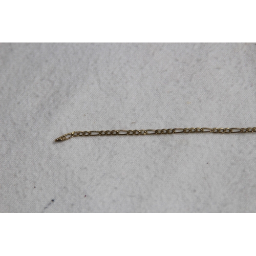 1230 - 9CT GOLD FIGARO LINK BOXED BRACELET